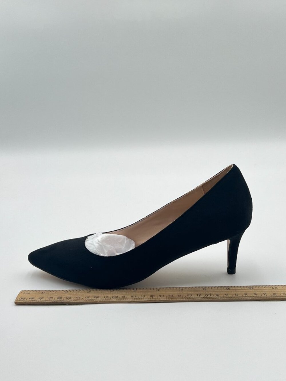 YDN Black Kitten Heeled Pumps Pointed Toe Dress Shoes for Office Lady Soft Suede